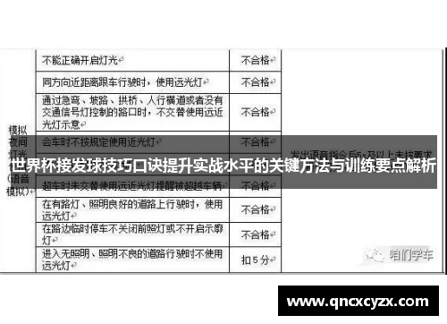 世界杯接发球技巧口诀提升实战水平的关键方法与训练要点解析